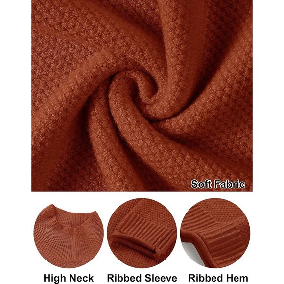 Women Long Sleeve Turtleneck Cozy Knit Sweater Casual Loose Pullover Jumper Tops - Picture 4 of 5